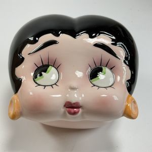 Betty Boop face trinket jewelry box dish ceramic hand painted Vandor Q 1985
